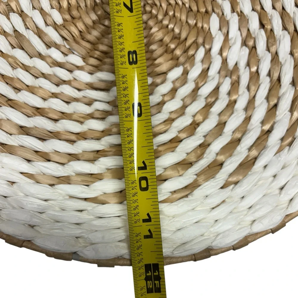 Woven Decorative Basket Wall Decor White & Tan Neutral Wicker Bowl